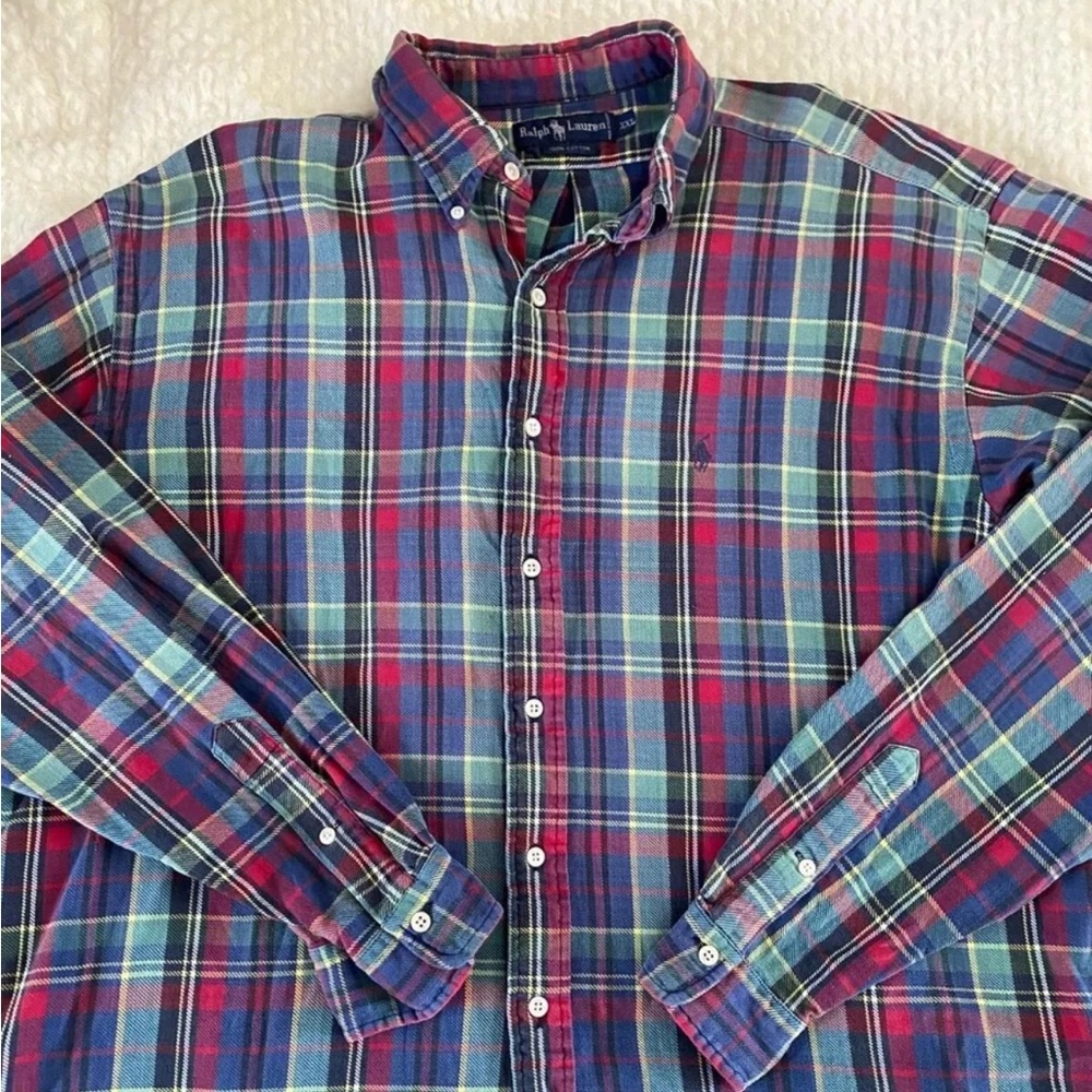 Vintage Polo Ralph Lauren Plaid Button Up long sleeve shirt. Size: XXL